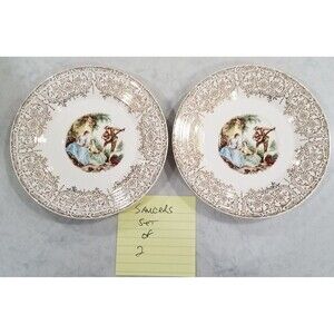 American Limoges saucers – Triumph China d’Or – 22K Gold – Set of 2 vtg
